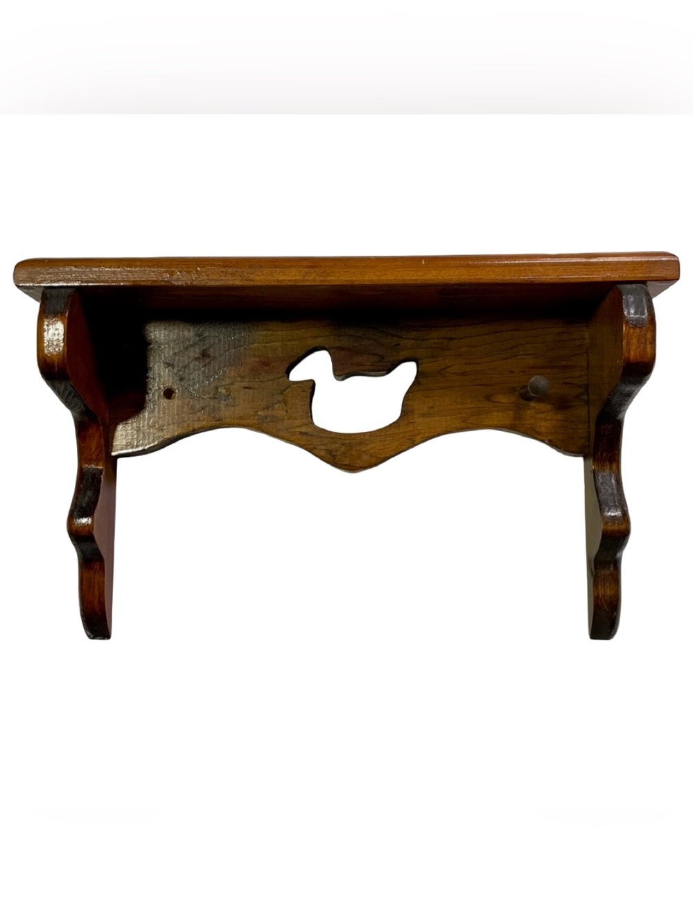 Vintage Solid Wood Duck Wall Shelf Country Farmhouse Rustic Decor Missing 1 Peg